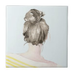 ブラウンヘアトップノット文 タイル<br><div class="desc">トップノットセーラーストライプI by Jennifer Paxton Parker. | 138995GG</div>