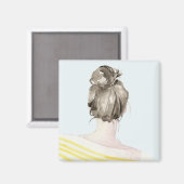 ブラウンヘアトップノット文 マグネット (正面/裏面)