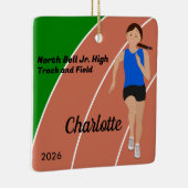 ブラウンヘアトラックとフィールドガールブルーブラック セラミックオーナメント (右)