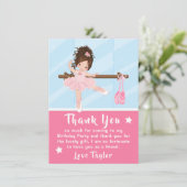 ブラウンヘアバレリナピンク誕生日サンキューカード サンキューカード (スタンド正面)