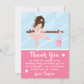 ブラウンヘアバレリナピンク誕生日サンキューカード サンキューカード (正面)