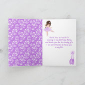 ブラウンヘアバレリーナパープル誕生日サンキューカー サンキューカード (内部)