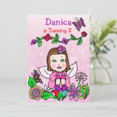 ブラウンヘアフェアリー誕生日 招待状 (スタンド正面)