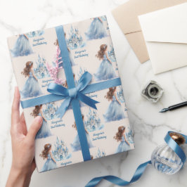ブラウンヘアプリンセスと城 ラッピングペーパー