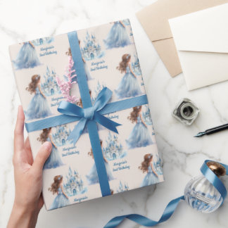 ブラウンヘアプリンセスと城 ラッピングペーパー