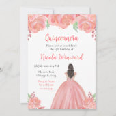 ブラウンヘアプリンセスピンクフローラキンセアニェラ 招待状 (正面)