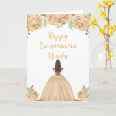 ブラウンヘアプリンセスピーチフローラキンセアニェラ カード (黄色い花)