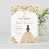 ブラウンヘアプリンセスピーチフローラバースデーパーティー 招待状 (スタンド正面)