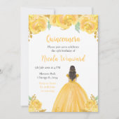 ブラウンヘアプリンセス金ゴールドフローラキンセアニェラ 招待状 (正面)