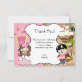 ブラウンヘアプリンセス&海賊版パーティーサンキューカード サンキューカード (正面)