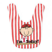 ブラウンヘアベースボール1st誕生日よだれかけ