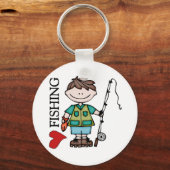 ブラウンヘアボーイIラブ魚釣り キーホルダー (正面)