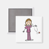 ブラウンヘアメススティックフィギュアナース マグネット (正面/裏面)