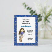 ブラウンヘア女性のカーボーイ誕生日招待状 招待状 (スタンド正面)