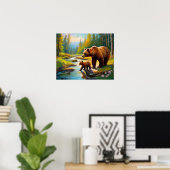 ブラウンベアとベビー3 ポスター (ホームオフィス)