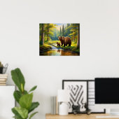 ブラウンベアとベビー4 ポスター (ホームオフィス)