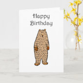 ブラウンベアのスケッチ、ハッピーバースデー。 カード (黄色い花)