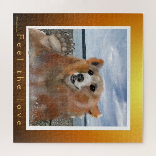 ブラウンベアのビーチ感じへラブグリーティング ジグソーパズル (横)