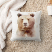 ブラウンベアの水彩画 クッション (ブランケット)