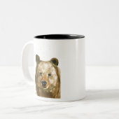 ブラウンベアの絵画水色 ツートーンマグカップ (正面左)