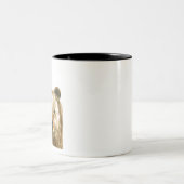 ブラウンベアの絵画水色 ツートーンマグカップ (中央)