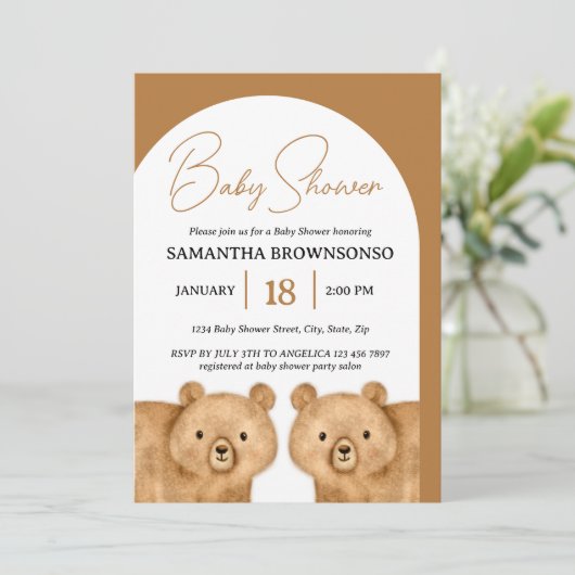 ブラウンベアの赤ちゃんシャワー 招待状 (スタンド正面)