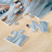 ブラウンベアインウィンターケーブパステルチョークスケッチ ジグソーパズル (側面)