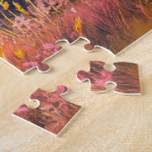 ブラウンベアサンセットパステルチョークアートワーク ジグソーパズル (側面)