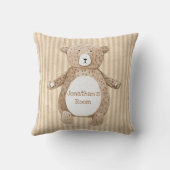 ブラウンベアネーム素朴ストライプ子供部屋 クッション (裏面)