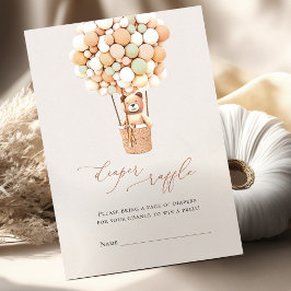 ブラウンベアバルーンおむつラッフルチケットエンクロシュル エンクロージャーカード