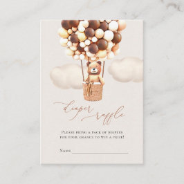 ブラウンベアバルーンおむつラッフルチケットエンクロシュル エンクロージャーカード