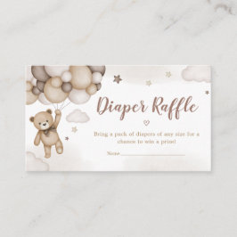 ブラウンベアバルーンベビーシャワーオムツラッフル エンクロージャーカード