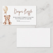 ブラウンベアバルーンベビーシャワーオムツラッフル エンクロージャーカード (正面/裏面)