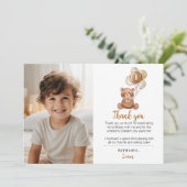 ブラウンベアバルーン誕生日写真サンキューカード サンキューカード (スタンド正面)