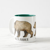 ブラウンベアパーソナライズされたコーヒーマグ ツートーンマグカップ (正面左)