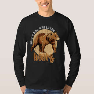 ブラウンベアーガールズウィメンズフォレスト動物野生動物Bea Tシャツ