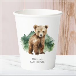 ブラウンベアーキュブベビーシャワー 紙コップ
