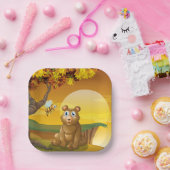 ブラウンベアーサンセット ペーパープレート (パーティー)