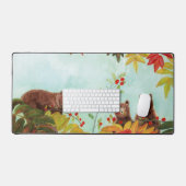 ブラウンベアーズ食べレッドローワンベリー デスクマット (キーボード&マウス)