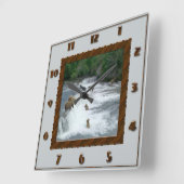 ブラウンベアーズ魚釣り スクエア壁時計 (傾斜)