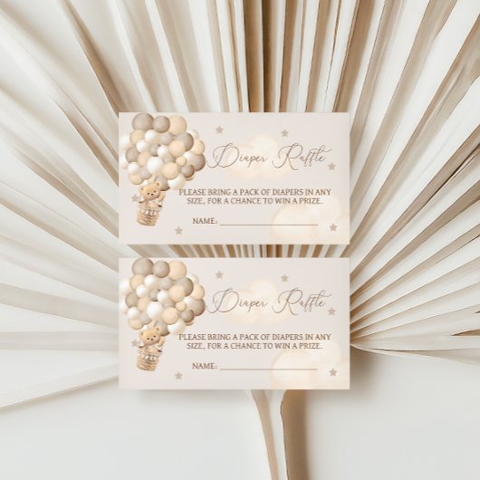 ブラウンベアーバルーンおむつラッフルベビーシャワーEnc エンクロージャーカード