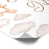 ブラウンベアーバルーン真摯に待つ本と贈り物 ポスター (角)