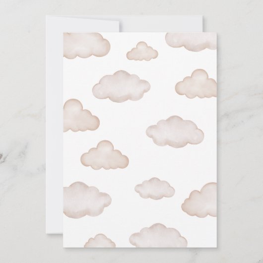 ブラウンベアーバルーン真珠のように待つ赤ちゃんシャワー 招待状 (裏面)