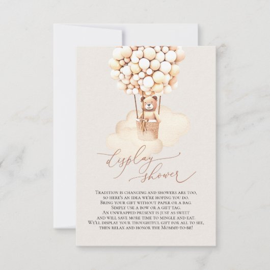 ブラウンベアーバルーン表示シャワーエンクロージャカード 出欠カード (正面)