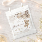 ブラウンベアーバルーン赤ちゃんシャワー フェイバーバッグ (クリップ留めされた状態)