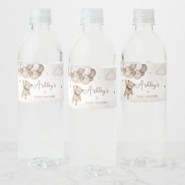 ブラウンベアーバルーン赤ちゃんシャワー ペットボトルラベル