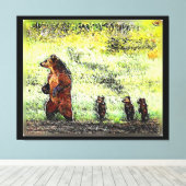 ブラウンベアーファミリーハイキング キャンバスプリント (インサイチュ (ウッドフロア))