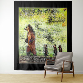 ブラウンベアーファミリーハイキング タペストリー