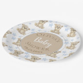 ブラウンベアーブルースターズ水彩赤ちゃんシャワー ペーパープレート (アングル)