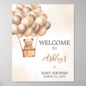 ブラウンベアーホットエアバルーン赤ちゃんシャワーへようこそ ポスター (正面)